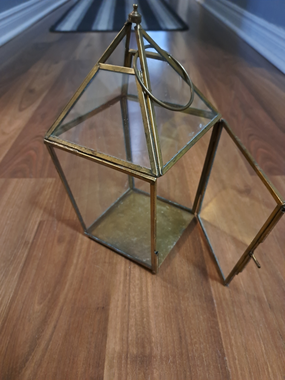 Brass Glass Pyramid Terrarium Lantern - Unbranded